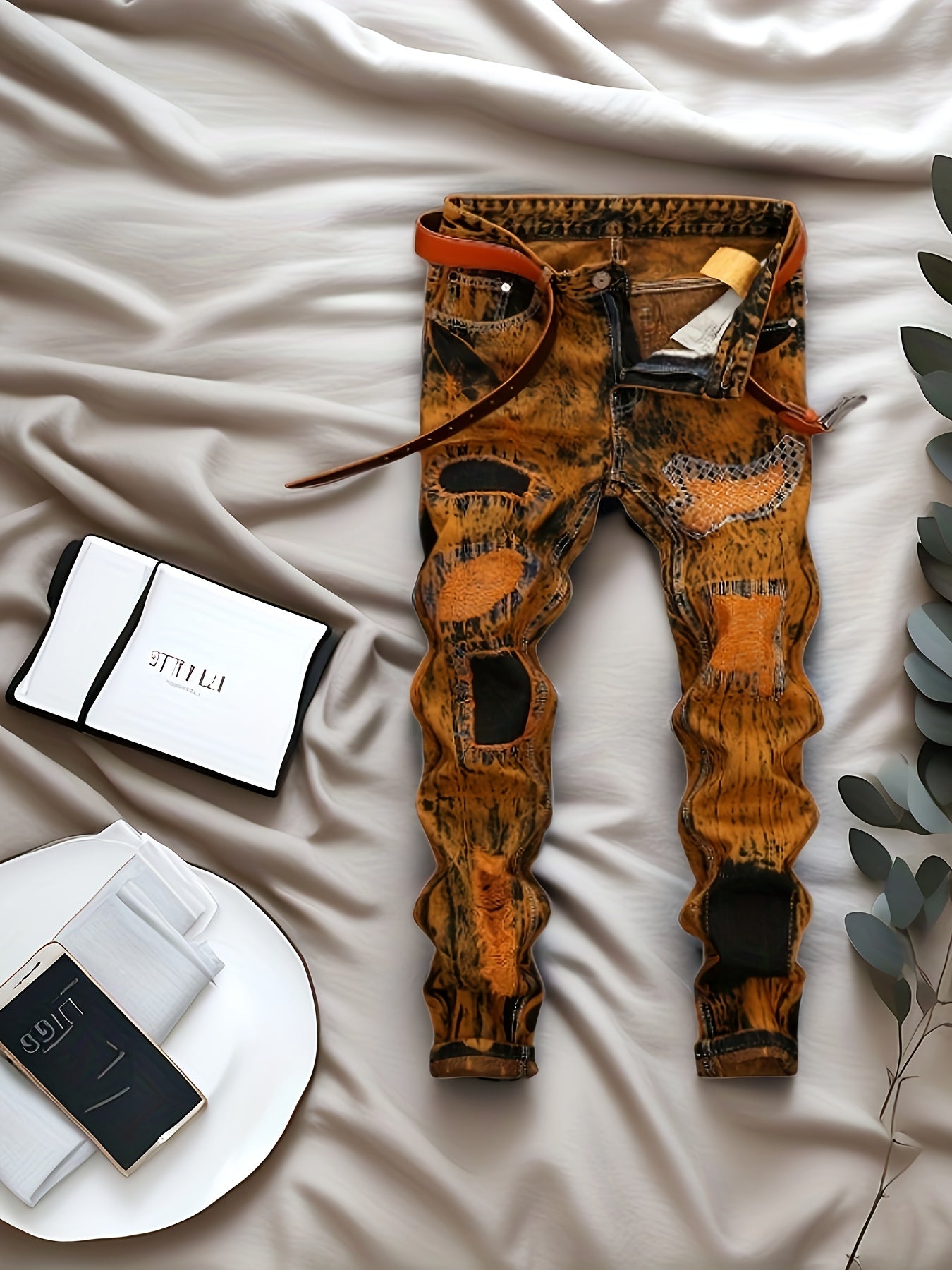 Fashion Retro Tide Pants Europe And The United States Foreign Trade Jeans Men Make Old Straight Jeans With Holes.
