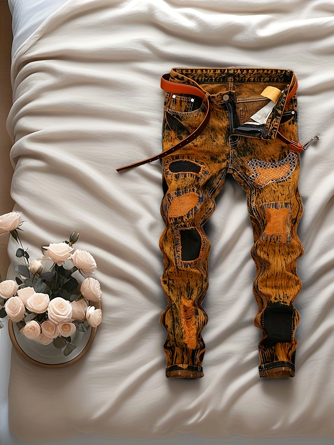 Fashion Retro Tide Pants Europe And The United States Foreign Trade Jeans Men Make Old Straight Jeans With Holes.