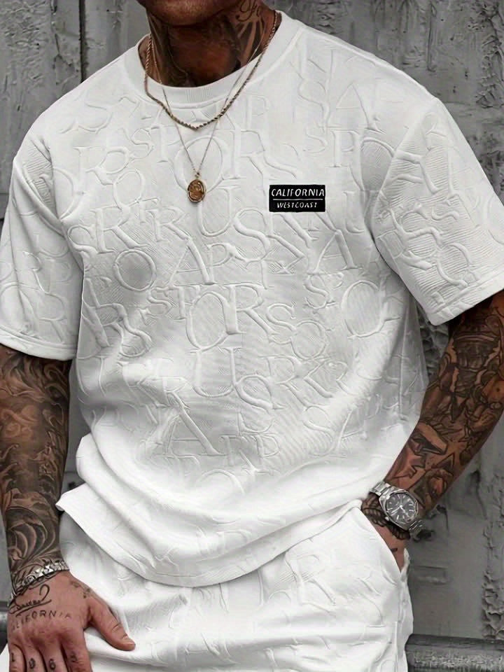Men'S Casual Summer T-Shirt with Breathable Fabric, Short Sleeve Crew Neck, Elastic Cuffs, and Pressure Rings - Regular Fit for Commuting and Outdoor Activities, Casual Summer Wear | Relaxed Fit Shirt | Breathable Material