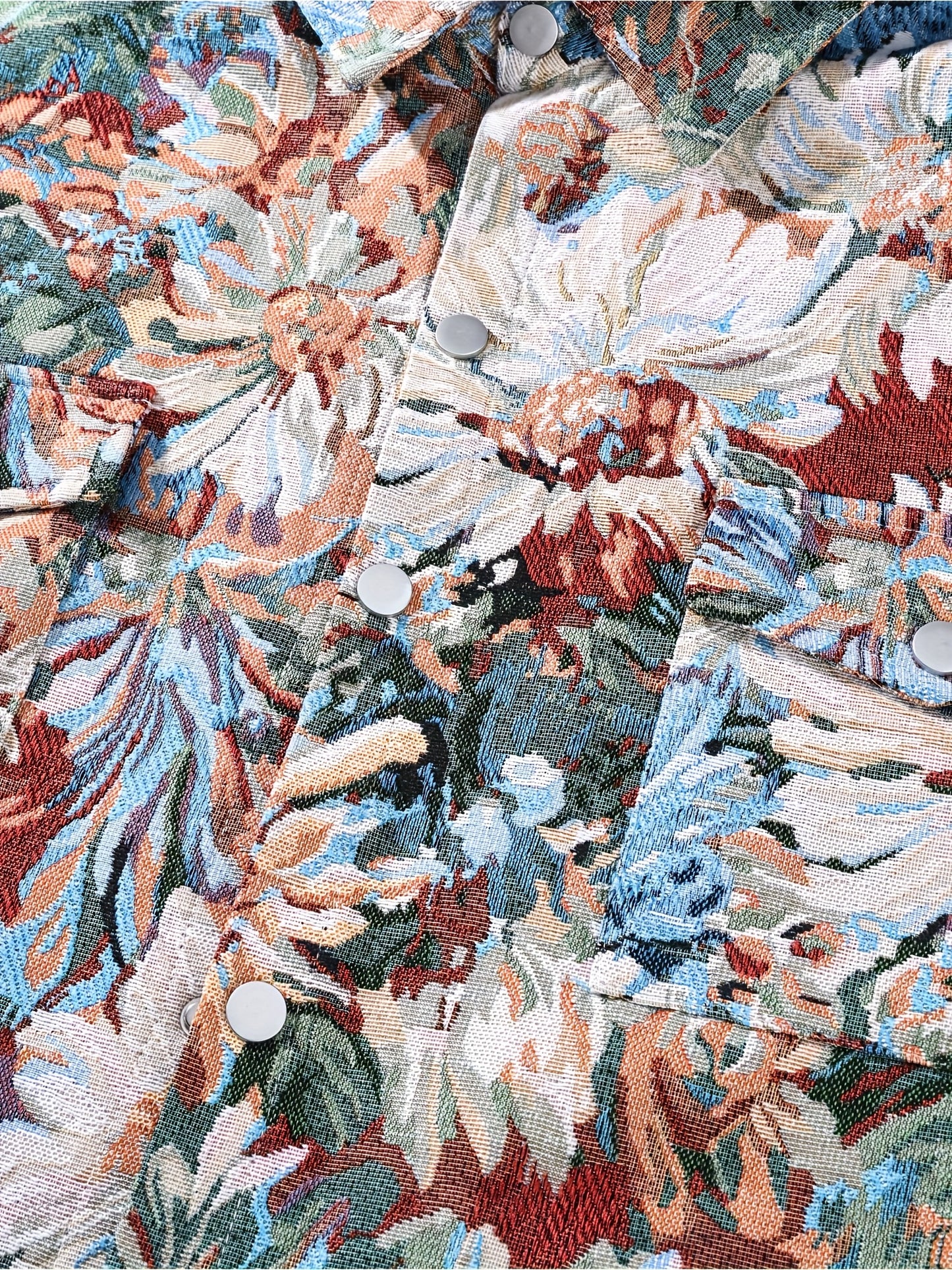 Men'S Stylish Floral Print Button-Up Jacket - Double-Breasted, Two-Pocket Design, Casual Workwear with Lapel Collar, All-Season Versatile Outerwear, Casual Outerwear | Floral Print Jacket | Nonstretch Fabric