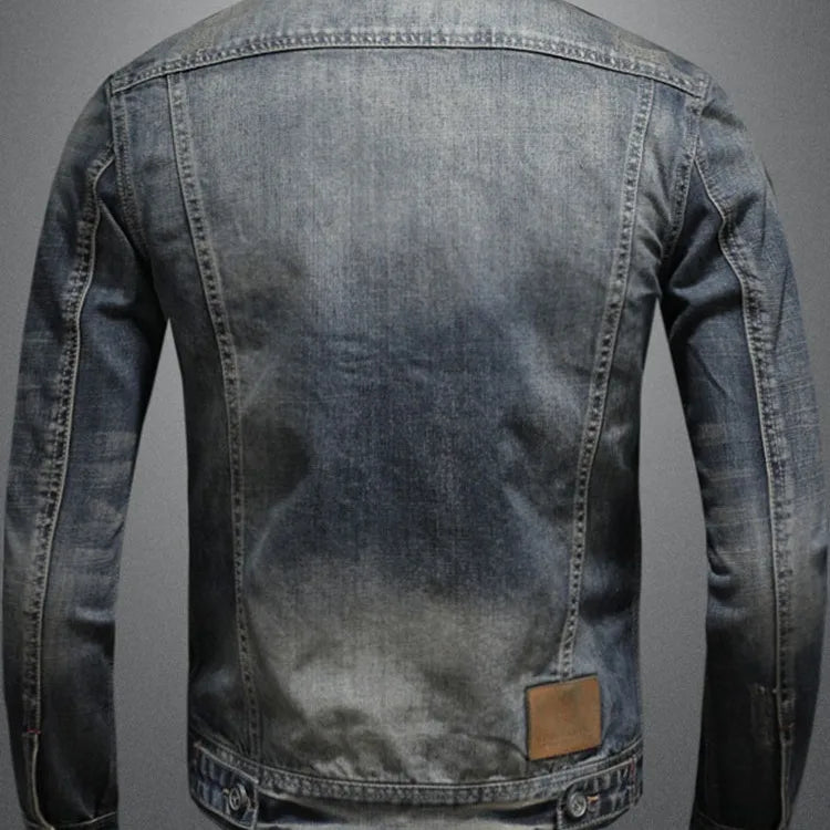Denim Jacket for Men Light Blue Vintage Winter Style Custom Street Wear High Quality Jeans Outerwear