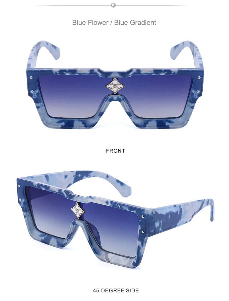 SHAUNA Luxury Crystal Oversized Women Square Sunglasses Trending Men Shades UV400