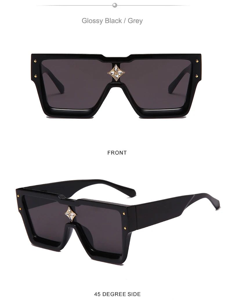 SHAUNA Luxury Crystal Oversized Women Square Sunglasses Trending Men Shades UV400