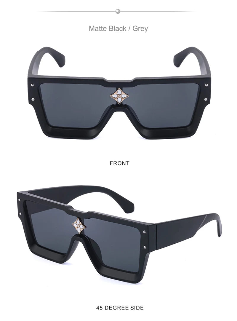 SHAUNA Luxury Crystal Oversized Women Square Sunglasses Trending Men Shades UV400
