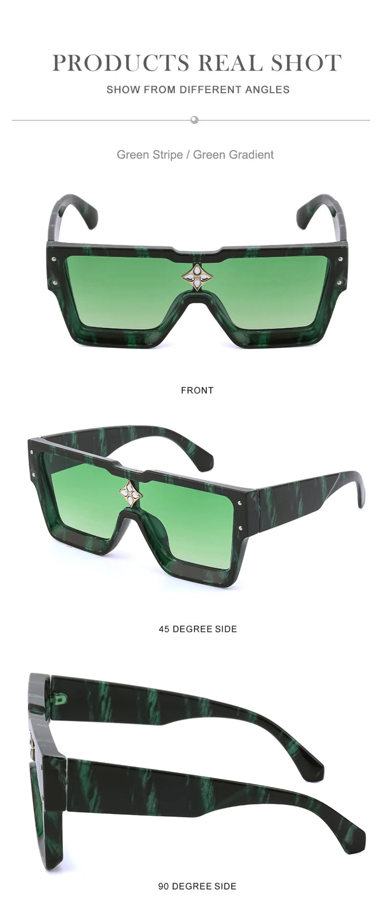 SHAUNA Luxury Crystal Oversized Women Square Sunglasses Trending Men Shades UV400
