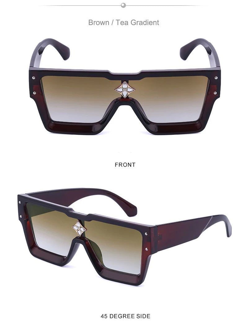 SHAUNA Luxury Crystal Oversized Women Square Sunglasses Trending Men Shades UV400