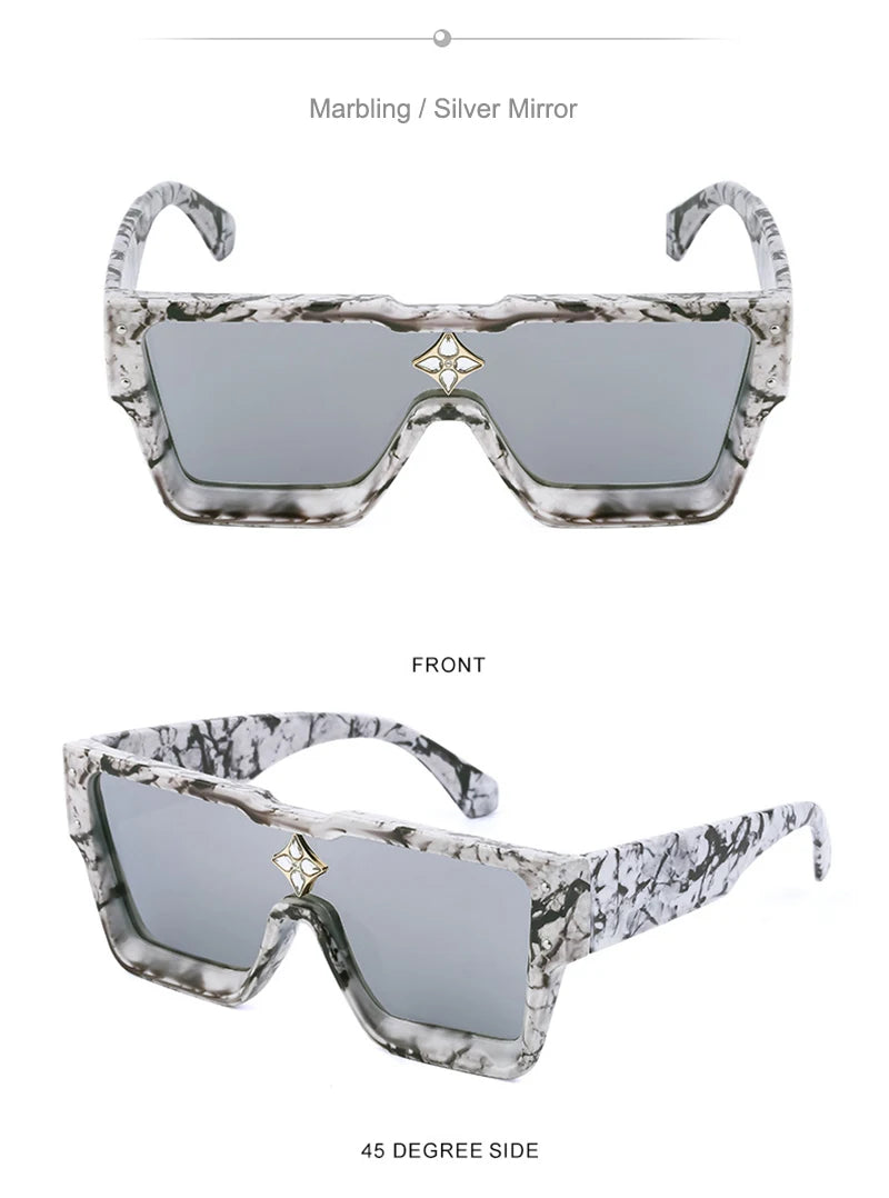 SHAUNA Luxury Crystal Oversized Women Square Sunglasses Trending Men Shades UV400