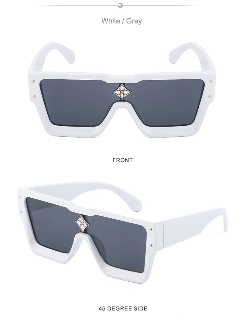 SHAUNA Luxury Crystal Oversized Women Square Sunglasses Trending Men Shades UV400