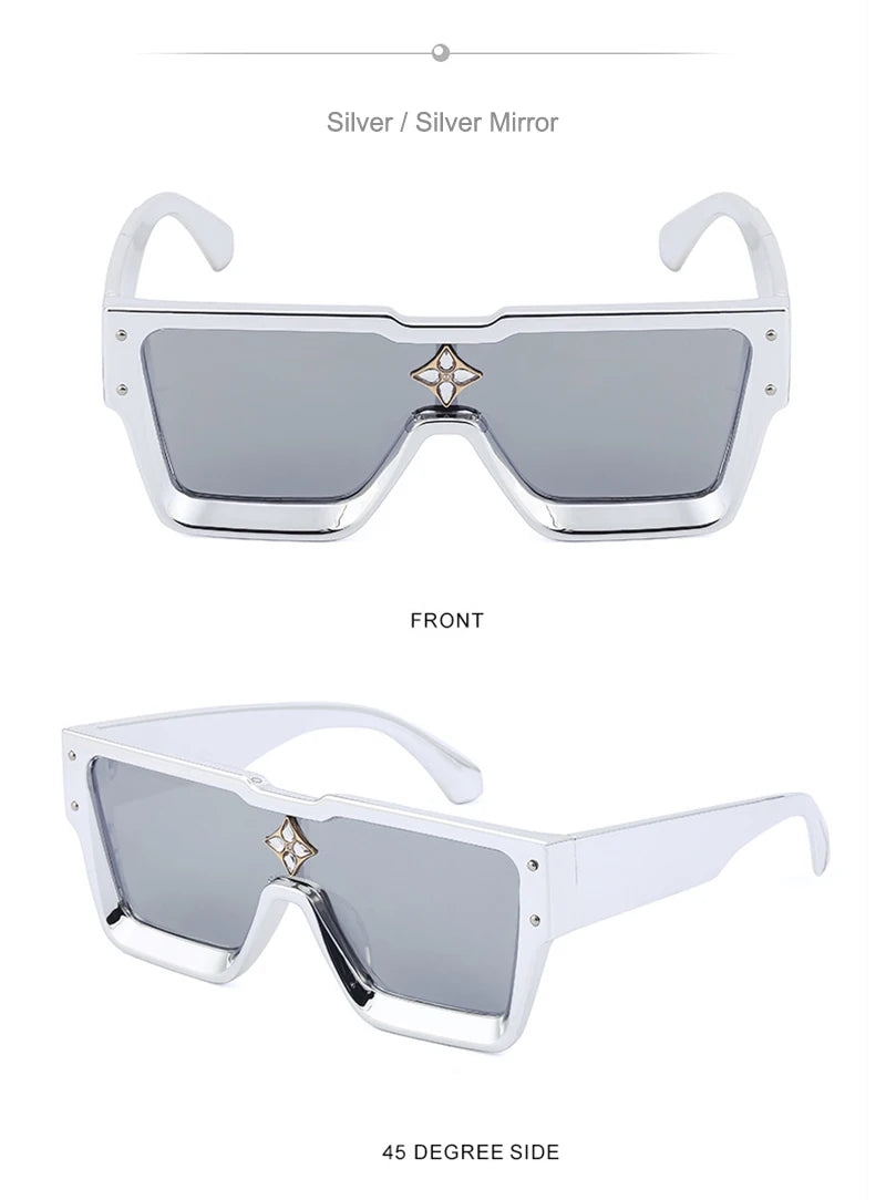 SHAUNA Luxury Crystal Oversized Women Square Sunglasses Trending Men Shades UV400