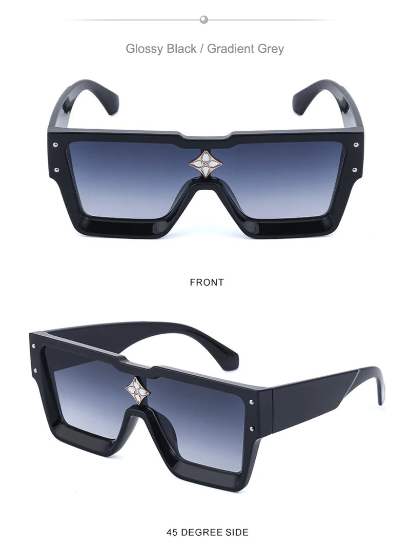 SHAUNA Luxury Crystal Oversized Women Square Sunglasses Trending Men Shades UV400
