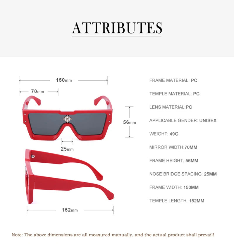 SHAUNA Luxury Crystal Oversized Women Square Sunglasses Trending Men Shades UV400