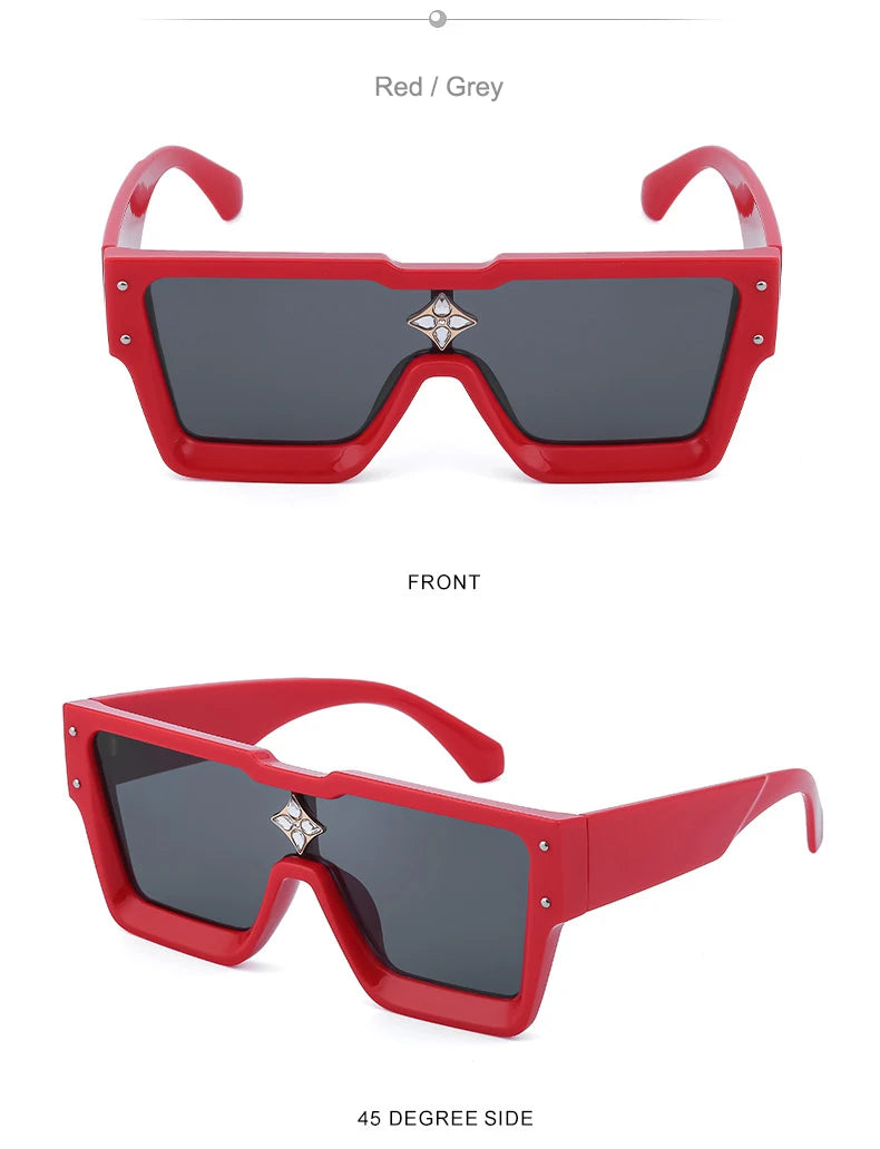 SHAUNA Luxury Crystal Oversized Women Square Sunglasses Trending Men Shades UV400