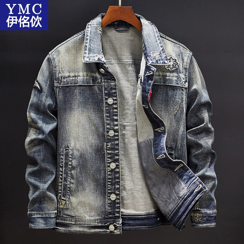 Retro Men's Autumn and Winter Motorcycle Slim-Fit Denim Jacket
