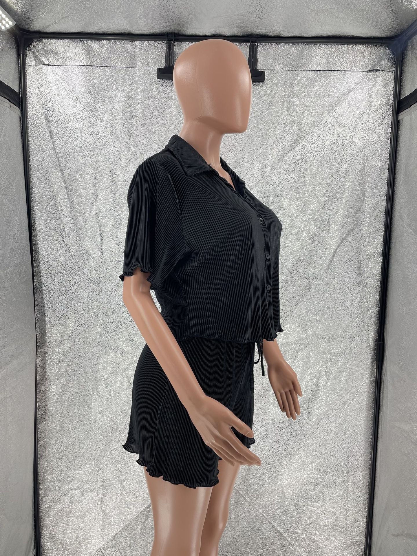 CM.YAYA Street Vintage Pleated Women's Set Short Sleeve Shirt Blouse and Shorts Suit 2023 INS Two 2 Piece Set Outfit Tracksuit