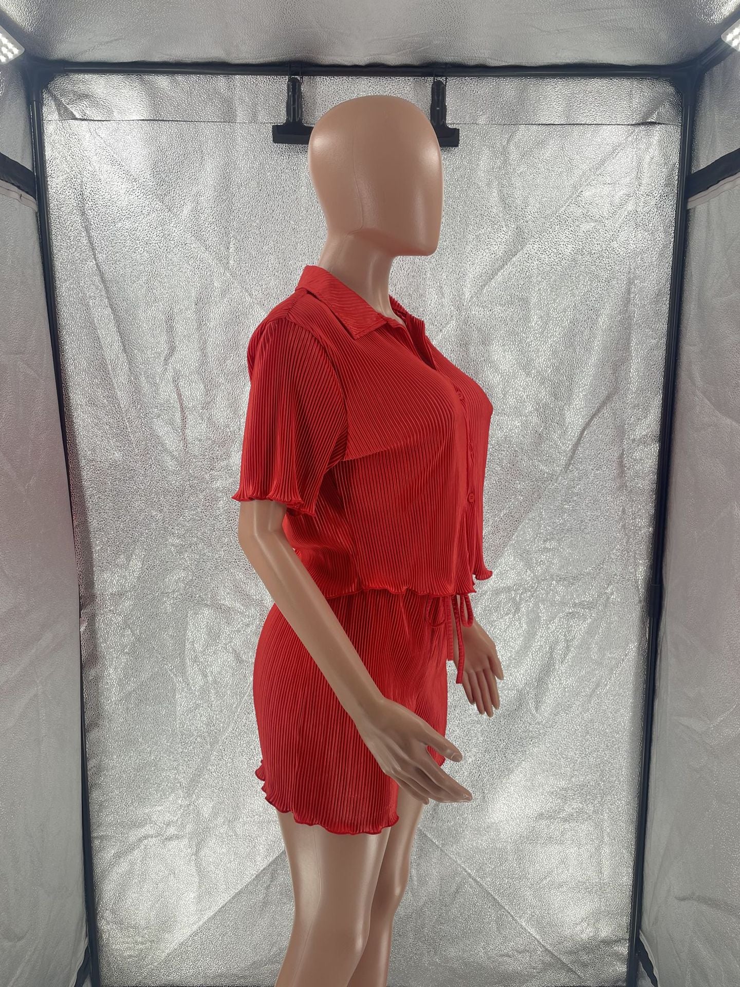 CM.YAYA Street Vintage Pleated Women's Set Short Sleeve Shirt Blouse and Shorts Suit 2023 INS Two 2 Piece Set Outfit Tracksuit