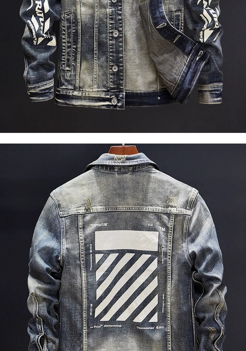 Retro Men's Autumn and Winter Motorcycle Slim-Fit Denim Jacket