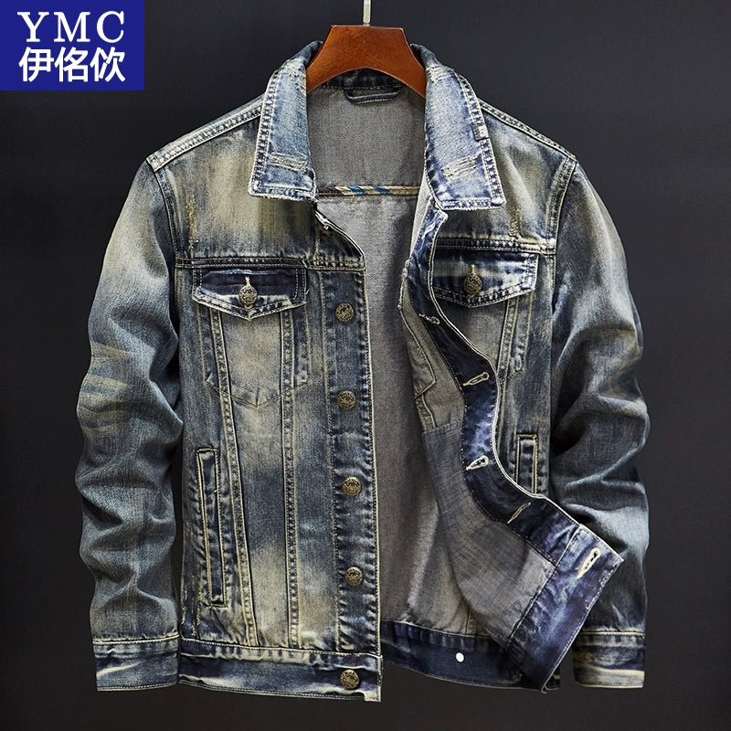 Retro Men's Autumn and Winter Motorcycle Slim-Fit Denim Jacket