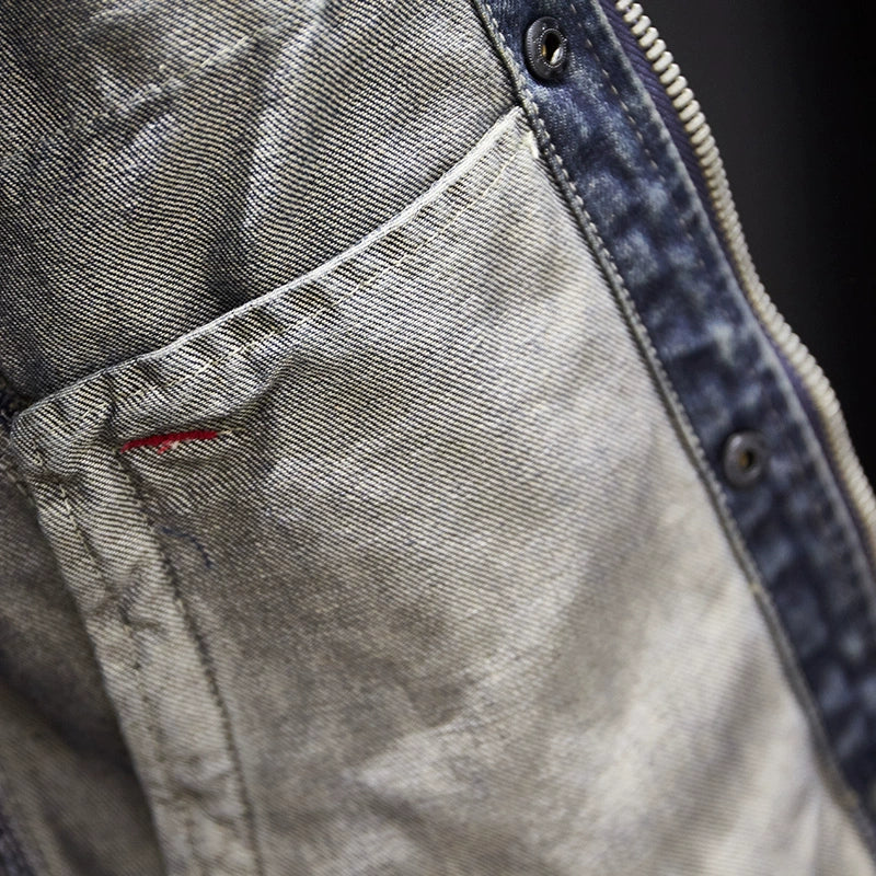 Retro Men's Autumn and Winter Motorcycle Slim-Fit Denim Jacket