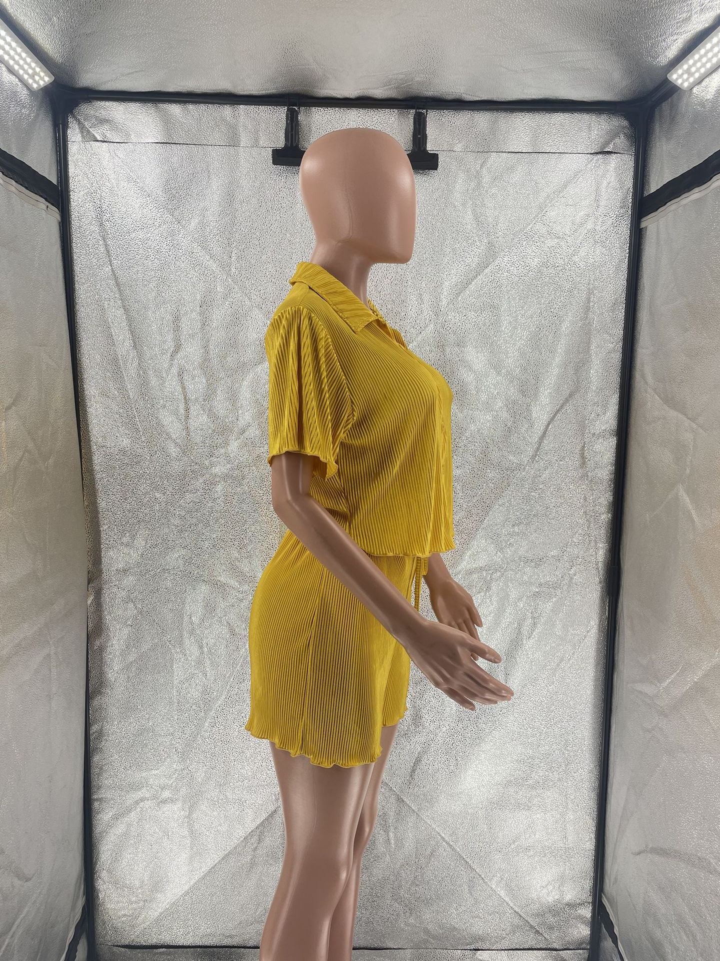 CM.YAYA Street Vintage Pleated Women's Set Short Sleeve Shirt Blouse and Shorts Suit 2023 INS Two 2 Piece Set Outfit Tracksuit