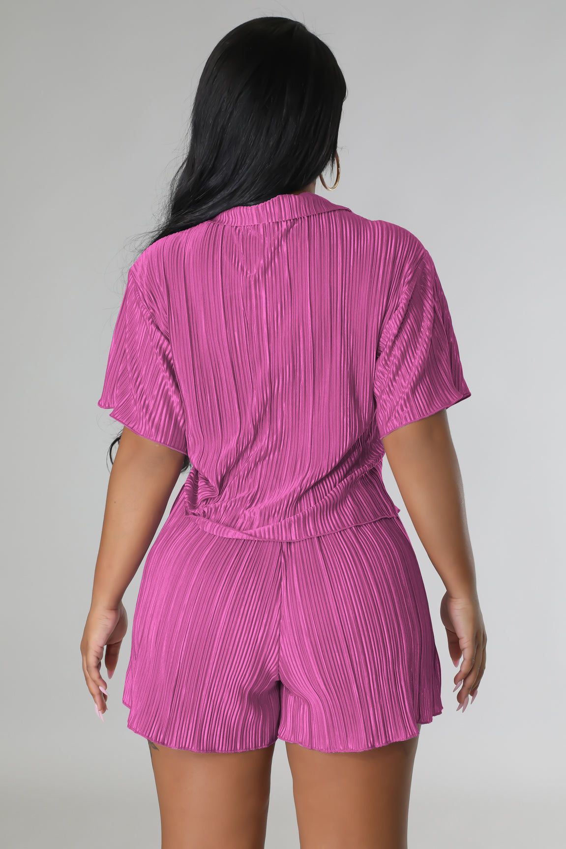 CM.YAYA Street Vintage Pleated Women's Set Short Sleeve Shirt Blouse and Shorts Suit 2023 INS Two 2 Piece Set Outfit Tracksuit