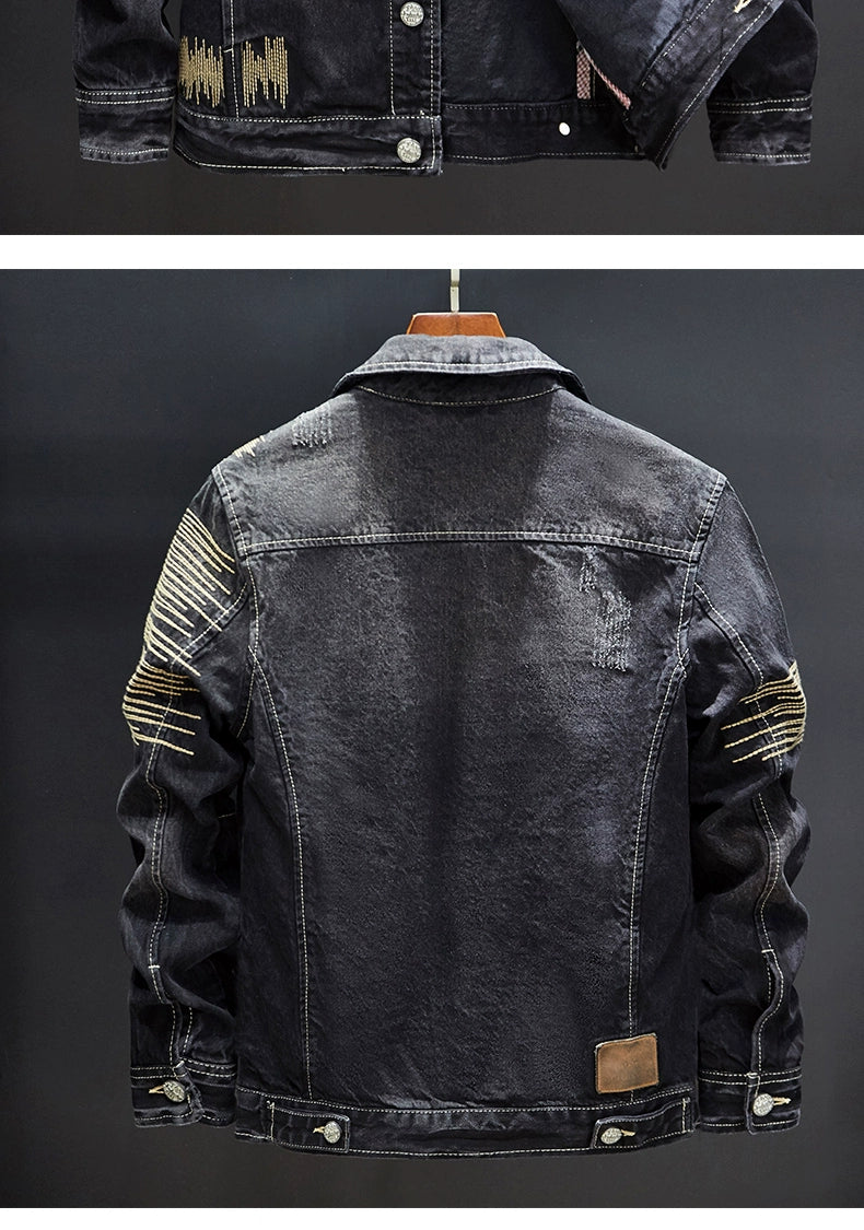 Retro Men's Autumn and Winter Motorcycle Slim-Fit Denim Jacket