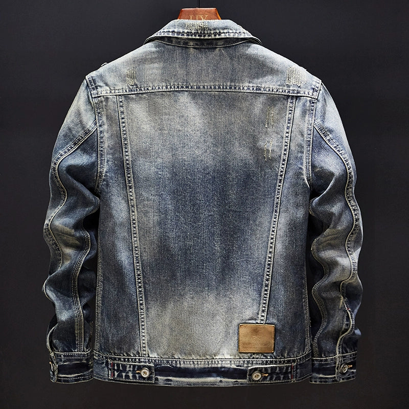 Retro Men's Autumn and Winter Motorcycle Slim-Fit Denim Jacket