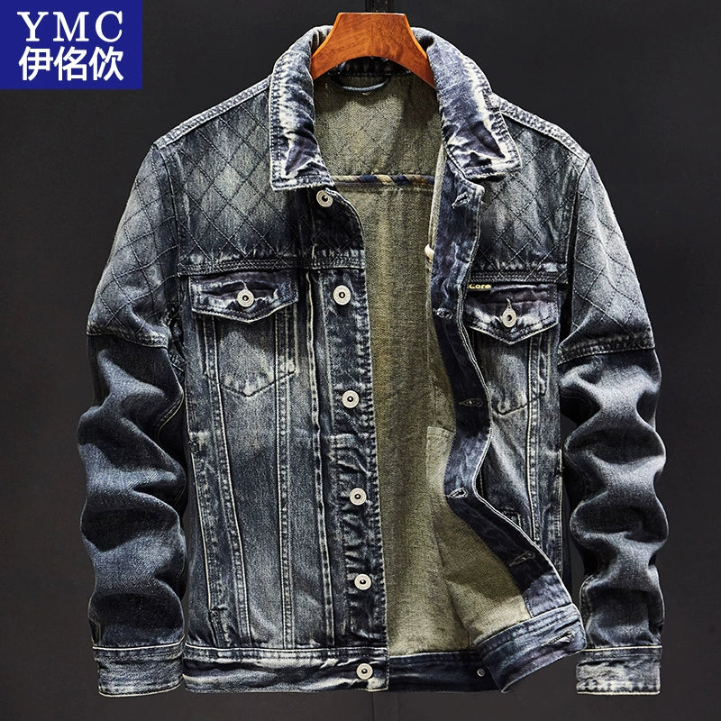 Retro Men's Autumn and Winter Motorcycle Slim-Fit Denim Jacket