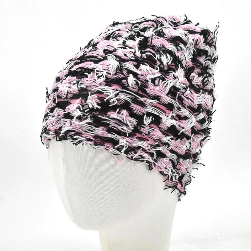 Distressed Fuzzy Knit Balaclava