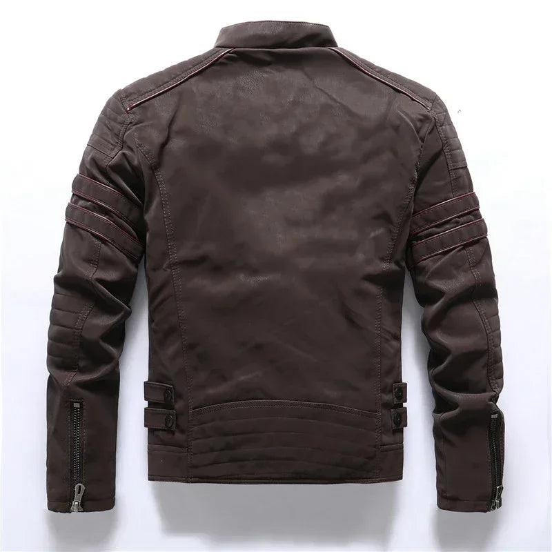 Casual Motorcycle Winter Men Winter Brand Leather Jacket Inner Fleece PU Coat Faux Leather Jackets Mens Clothing Streetwear