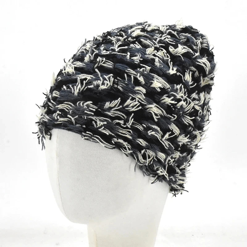 Distressed Fuzzy Knit Balaclava