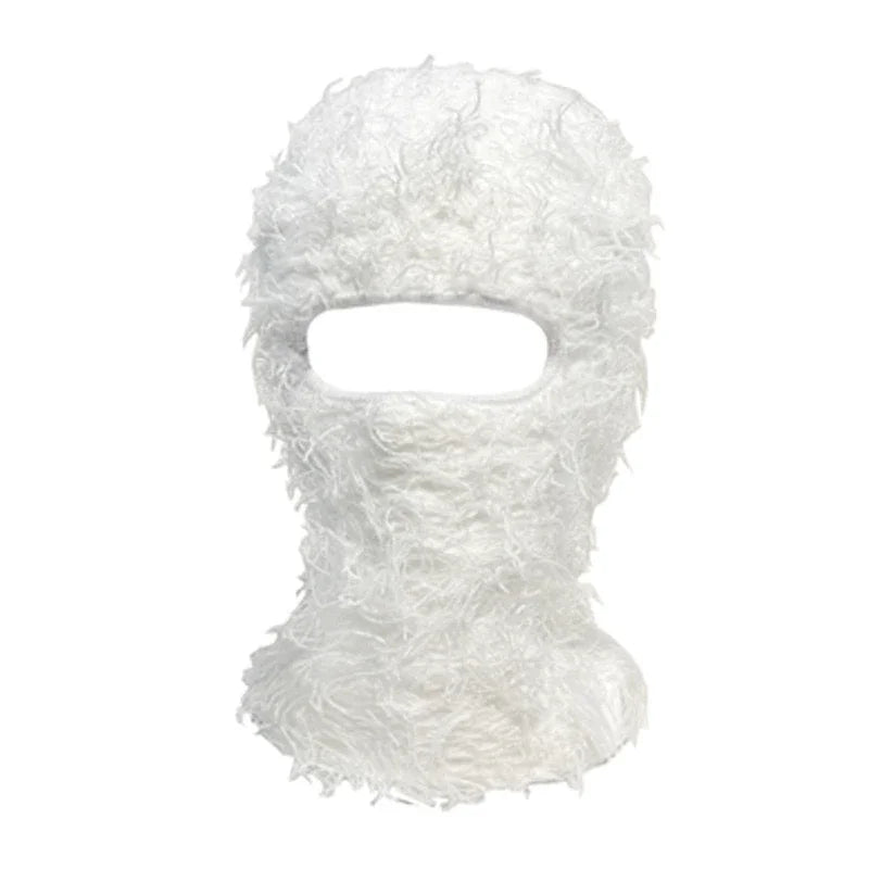 Distressed Fuzzy Knit Balaclava