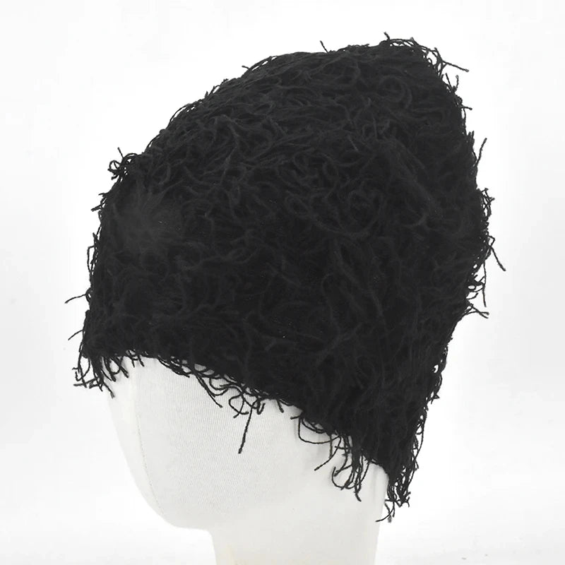 Distressed Fuzzy Knit Balaclava