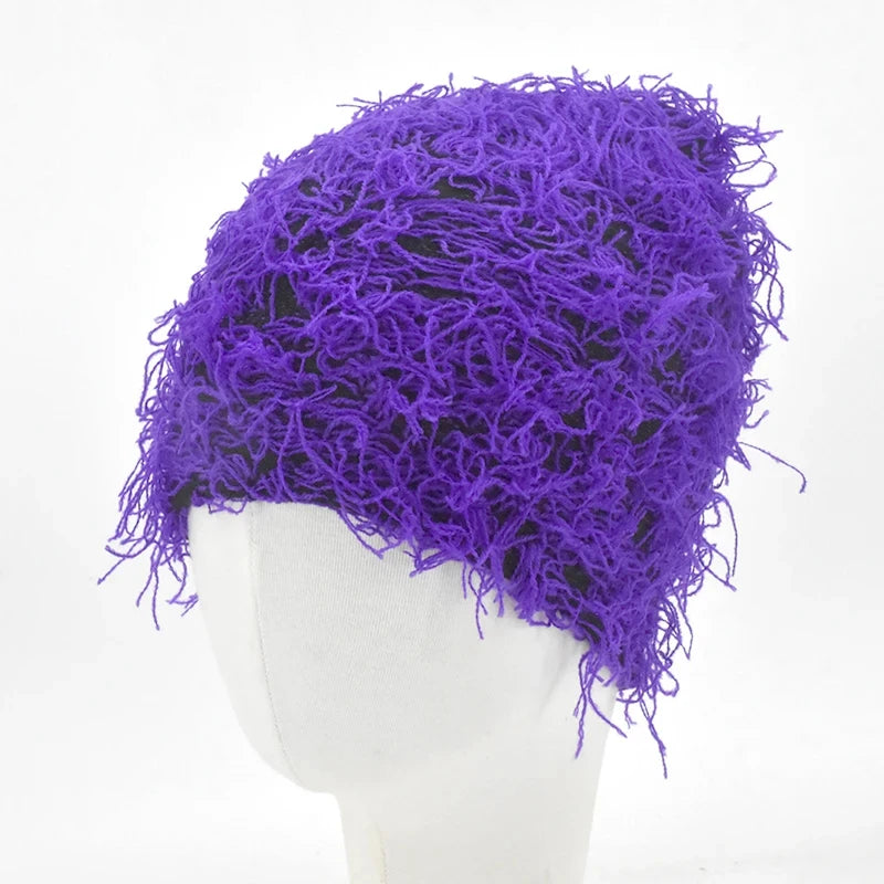 Distressed Fuzzy Knit Balaclava