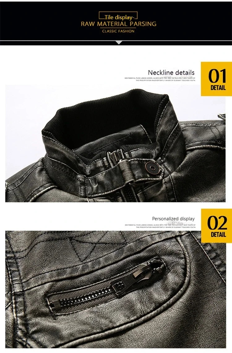 New Autumn and Winter Men's Motorcycle Windproof Jacket Men's Trendy Youth Versatile Casual Leather Jacket