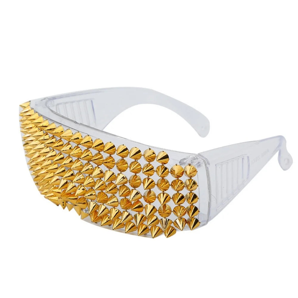 Luxury Designer Sunglasses Unusual Steampunk Glasses Men's Gold Shades for Women Rivet Lady Fashion Points Sun Party Handmade