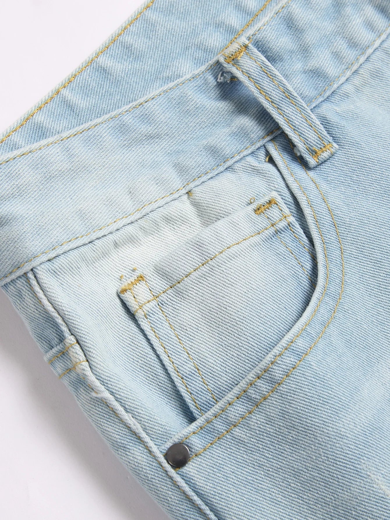 Y2K Men's Embroidered Star Blue Jeans Low Rise Straight Leg Distressed Ripped Streetwear Denim Pants Hip Hop