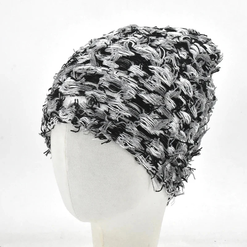 Distressed Fuzzy Knit Balaclava