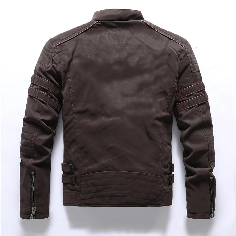 Casual Motorcycle Winter Men Winter Brand Leather Jacket Inner Fleece PU Coat Faux Leather Jackets Mens Clothing Streetwear