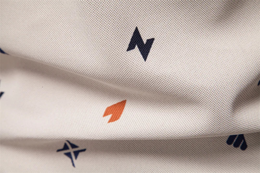 Summer New Men's POLO Shirt Letter Full Body Print Lapel Short-sleeved Polo Shirt Men's