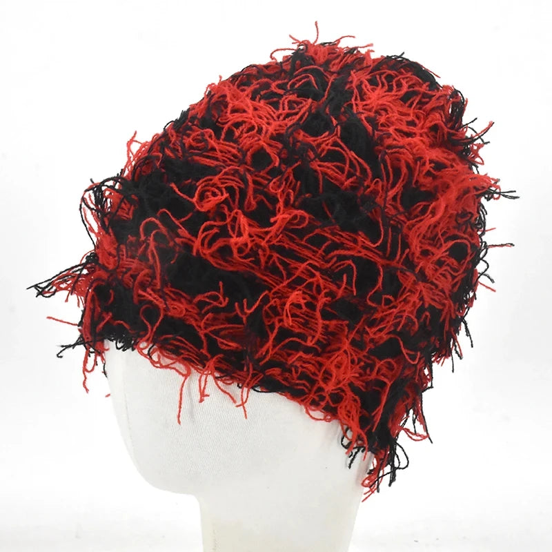 Distressed Fuzzy Knit Balaclava