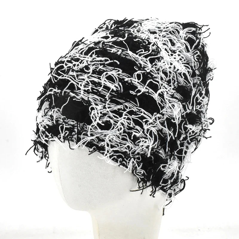 Distressed Fuzzy Knit Balaclava