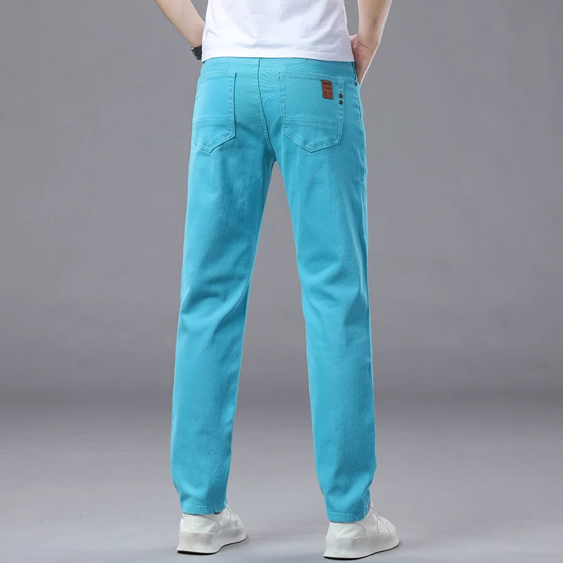 Business Stretch Solid Color Jeans Men Casual Straight Comfortable Fashion Classic Simple Brand Male Denim Pants