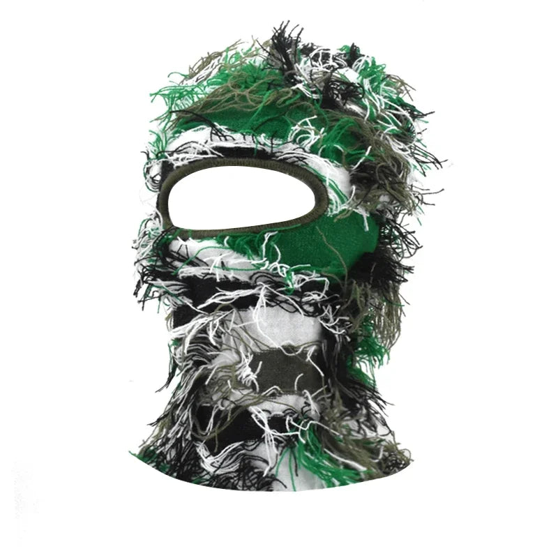 Distressed Fuzzy Knit Balaclava