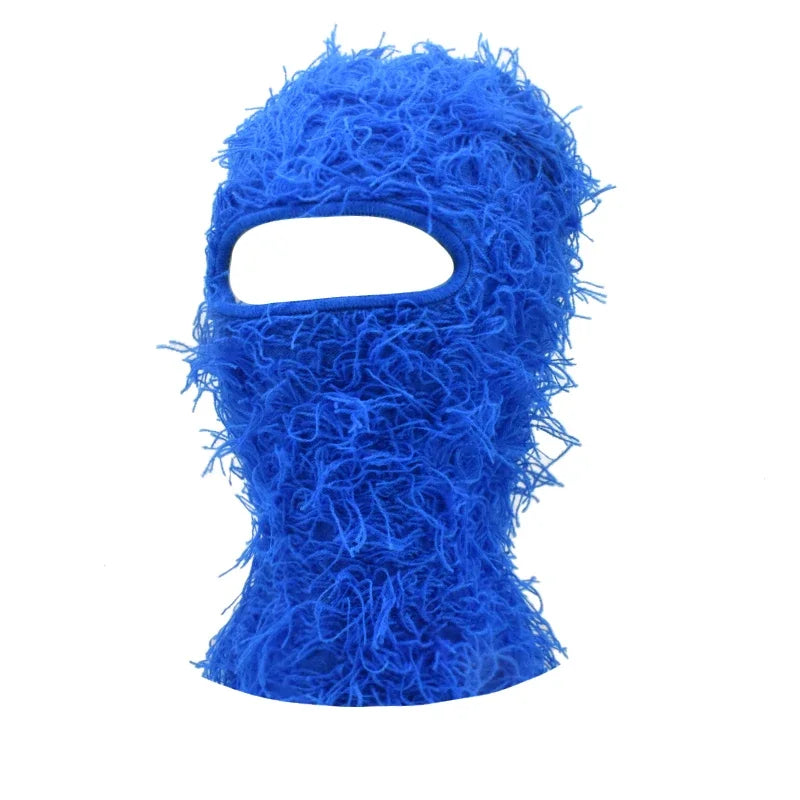 Distressed Fuzzy Knit Balaclava
