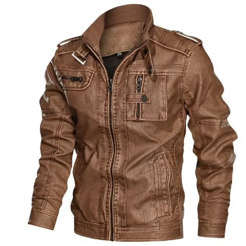 New Autumn and Winter Men's Motorcycle Windproof Jacket Men's Trendy Youth Versatile Casual Leather Jacket