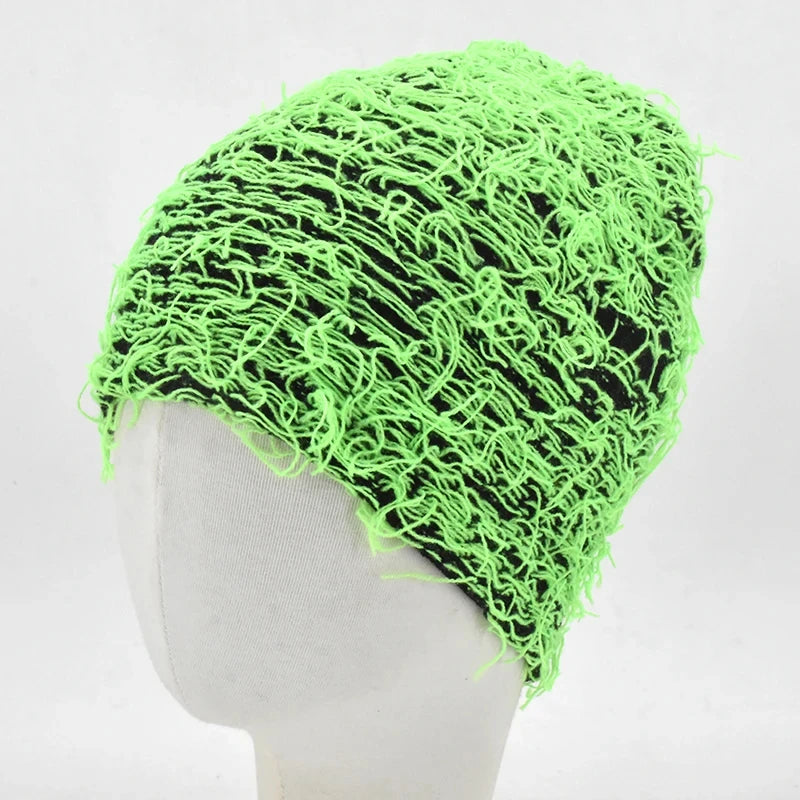 Distressed Fuzzy Knit Balaclava