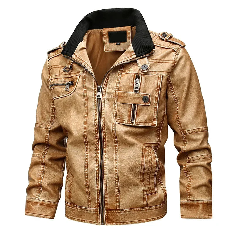 New Autumn and Winter Men's Motorcycle Windproof Jacket Men's Trendy Youth Versatile Casual Leather Jacket