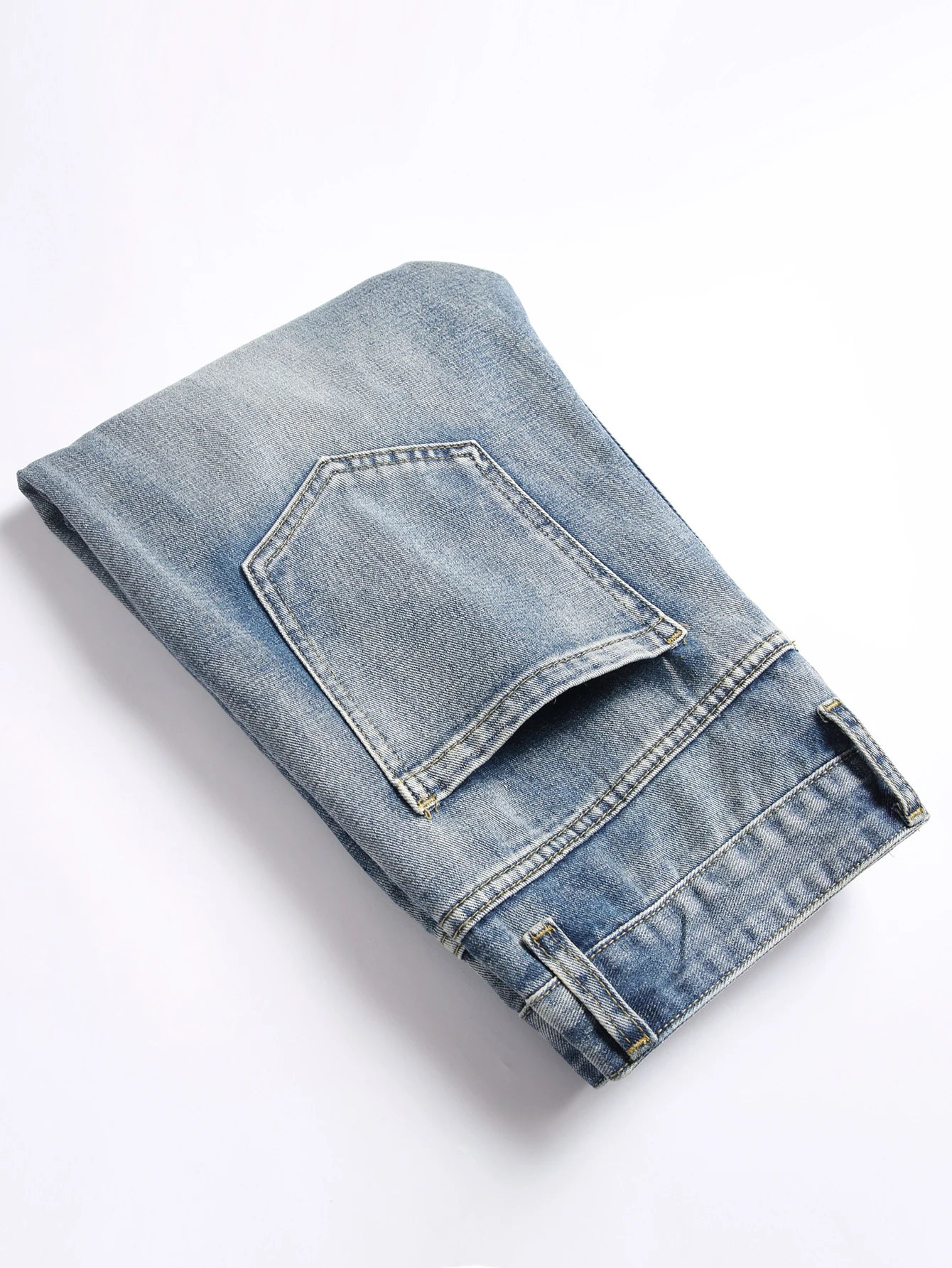 Mid Waist Pants Men's Clothing Straight Vintage Washed Distressed Blue Ripped Jeans with Cross Star Design Spring Y2K Clothes