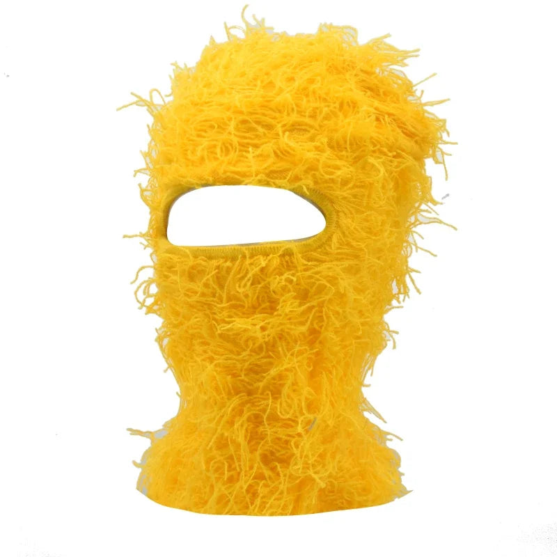 Distressed Fuzzy Knit Balaclava