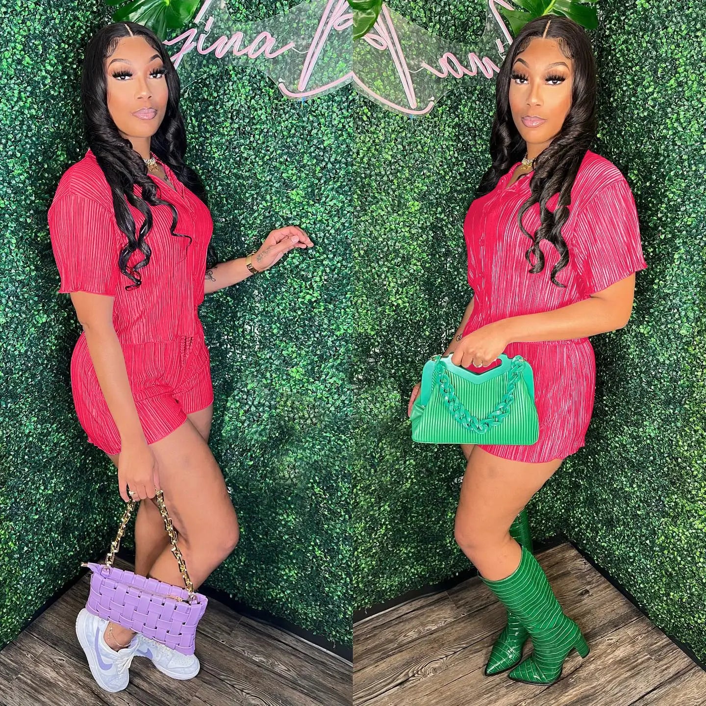 CM.YAYA Street Vintage Pleated Women's Set Short Sleeve Shirt Blouse and Shorts Suit 2023 INS Two 2 Piece Set Outfit Tracksuit